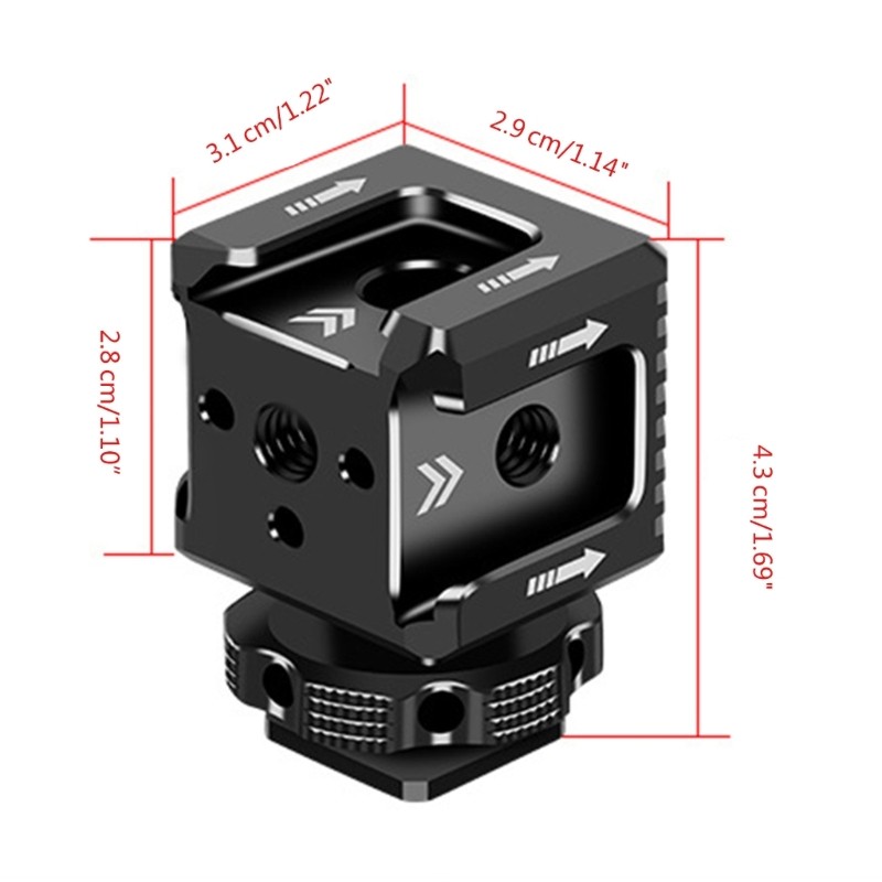 Triple Hot Shoe Base Microphone Mount Rack with 1/4" Screw Flash Stand Bracket