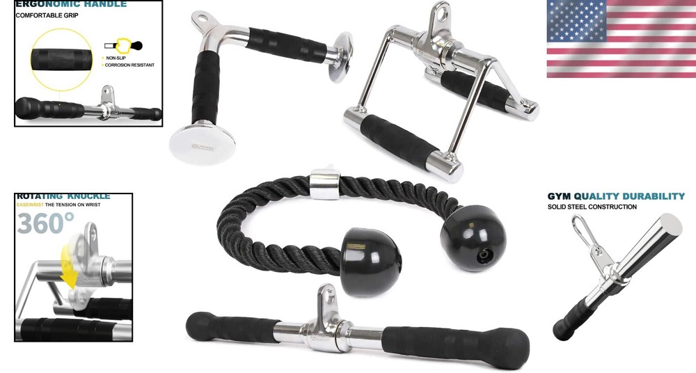 Triceps Pull Down Attachment - Complete Cable Machine Accessory Set