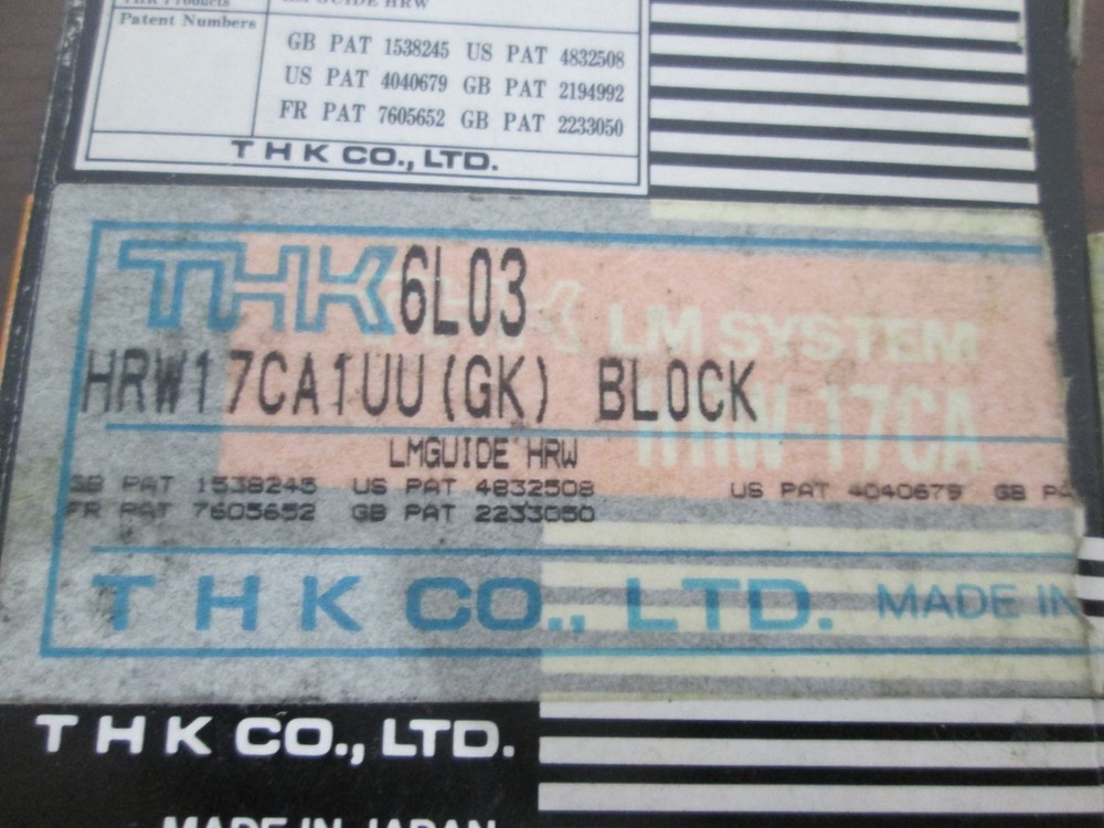THK, HRW17CA1UU (GK) Block, Linear Guide Block, New