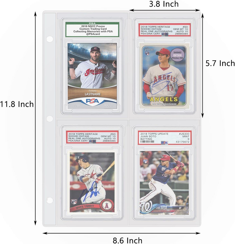 Graded Card Slab Binder Pages for Storage & Display, Compatible with 40 PSA