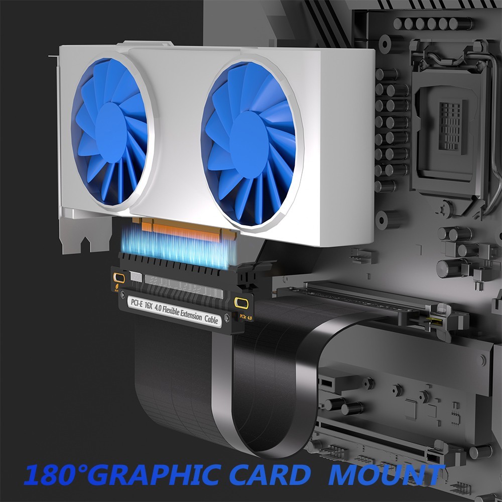 PCIe 4.0 GPU Riser Cable, Graphics Card Extension Cable, 180 Degree 30cm