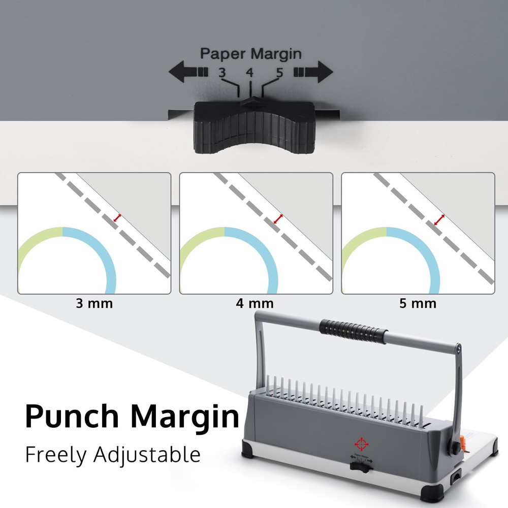 OFFNOVA Binding Machine, 21-Hole 450 Sheets Paper Comb Machine for...