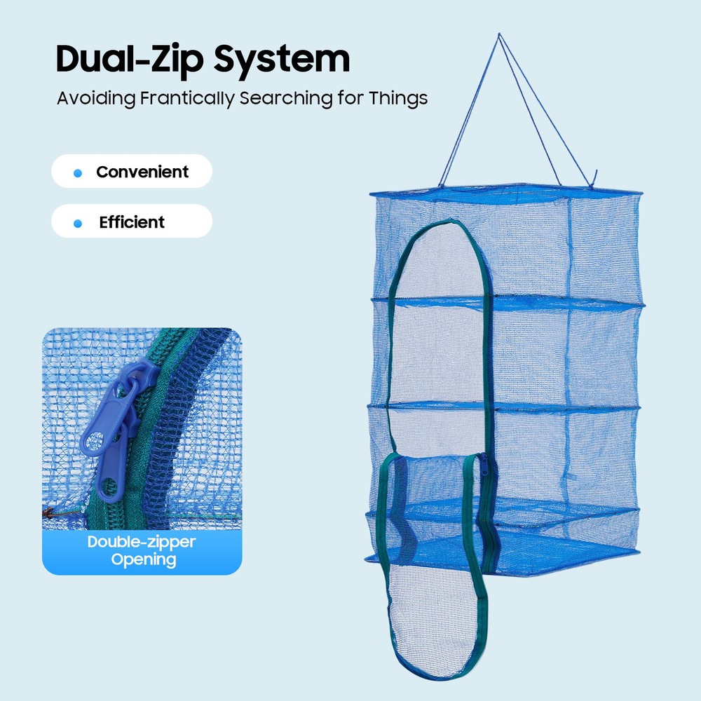 4-Layer Herb Drying Rack Hanging Herb Mesh Rack Foldable Drying Net with Zippers