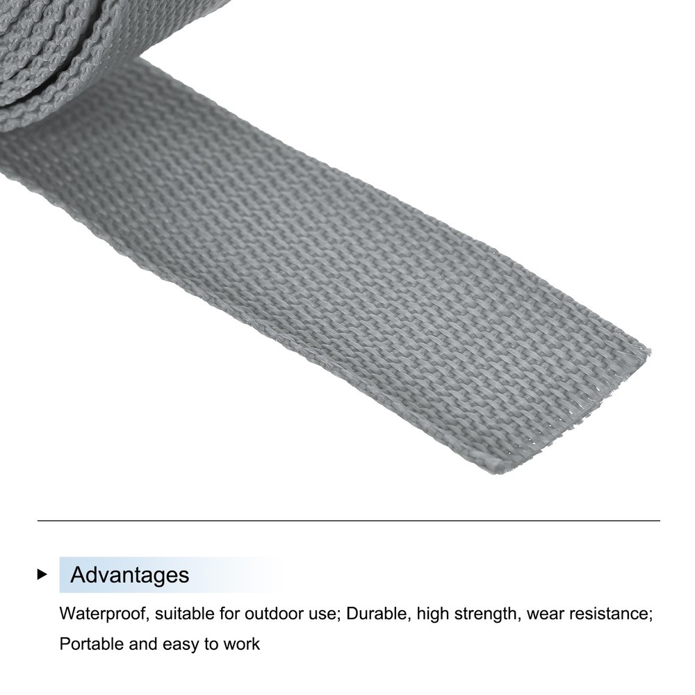 Lightweight Polypropylene Webbing Strap 1 1/4" 10 Yard Backpack Grey