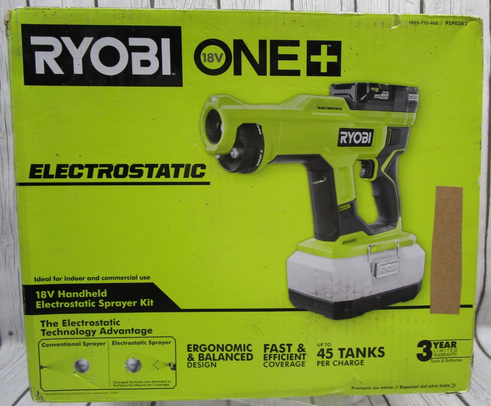 Ryobi PSP02K2 Cordless Handheld Electrostatic Sprayer Kit NEW Open Box