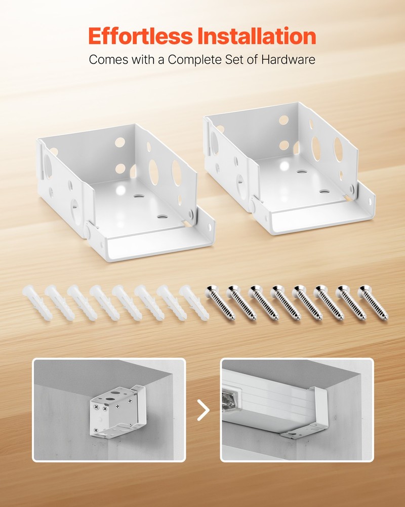 VEVOR Box Mounting Brackets Box Blind Bracket 2 Pcs for Window Blinds White