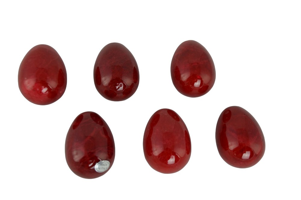 Red Alabaster Stone Eggs 6 Piece Set