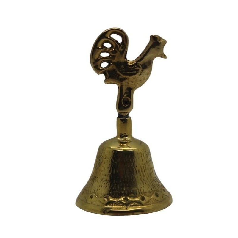 Vintage Solid Bronze Bell With Rooster Handle