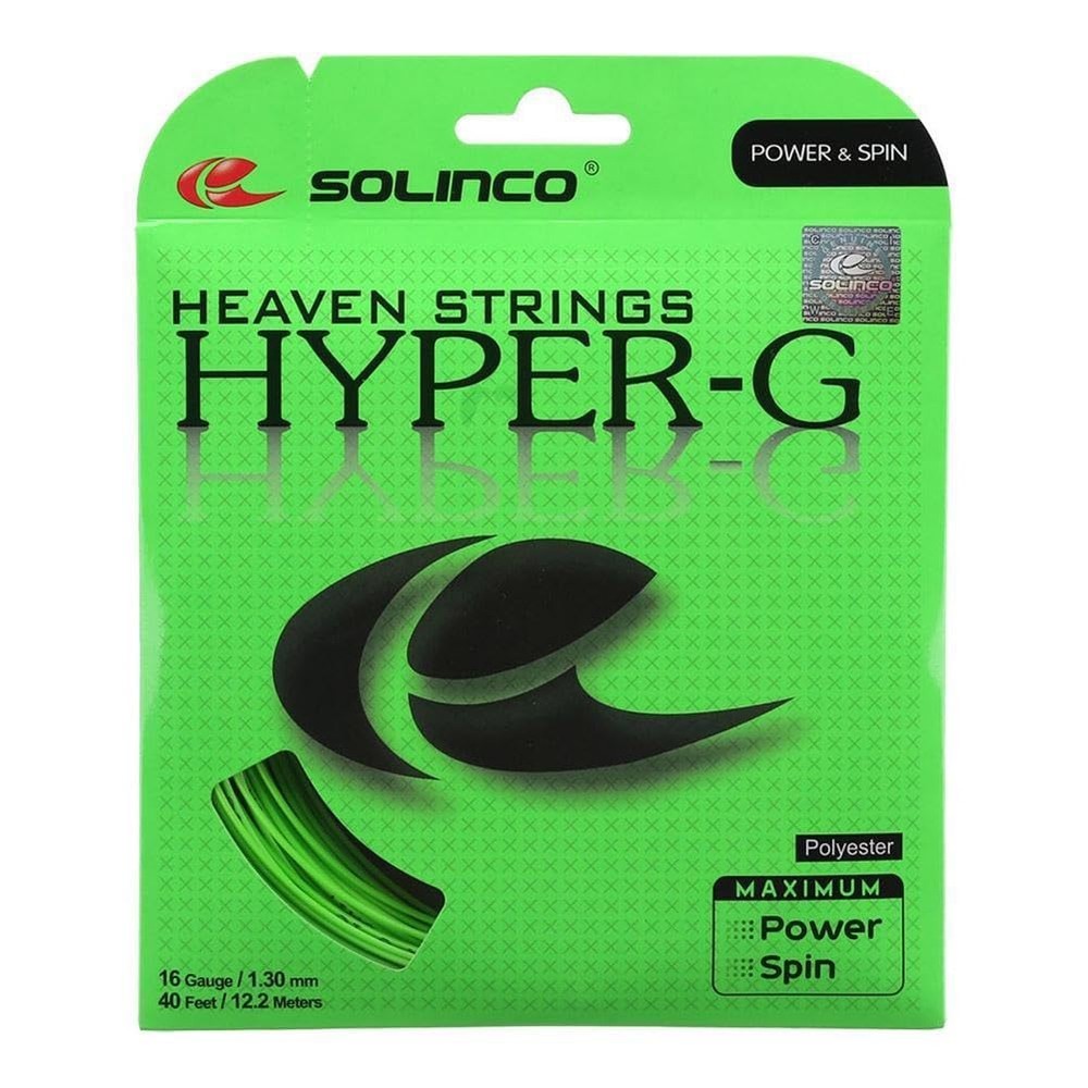 Solinco Hyper G 20G Green Co Polyester Tennis String for High Spin Control