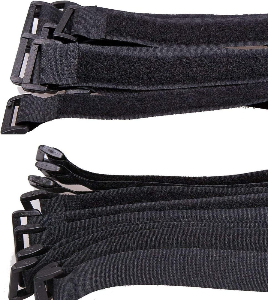 25Pcs Black Reusable Fastening Cable Straps, Hook and Loop Cable Tie down Straps
