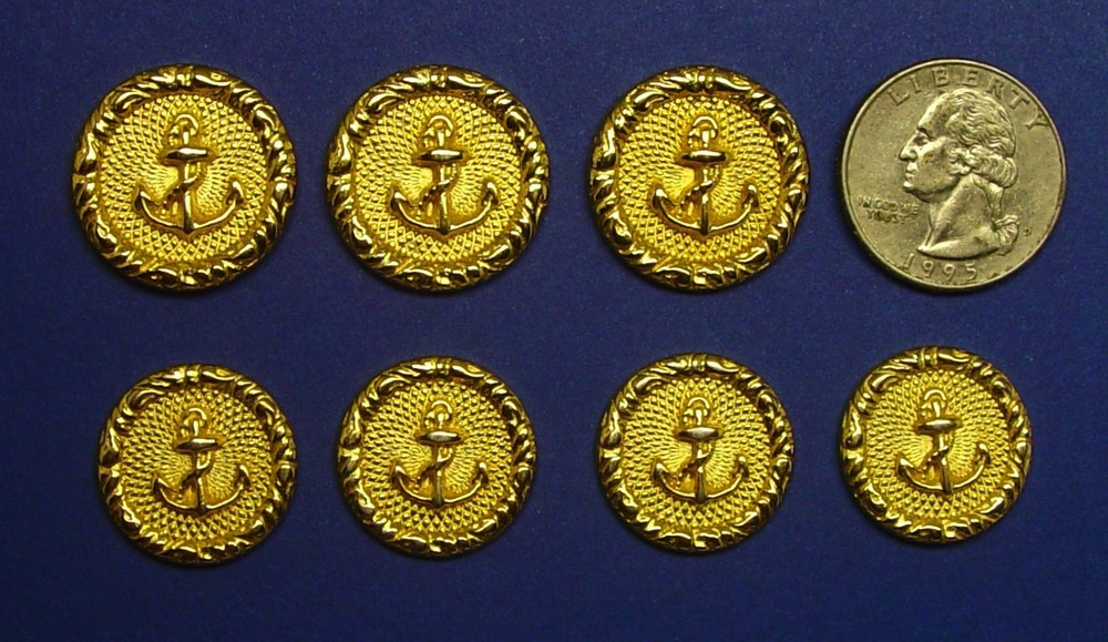 ESCADA REPLACEMENT BUTTONS 8 GOLD TONE ANCHOR DESIGN SOLID METAL GOOD USED COND.