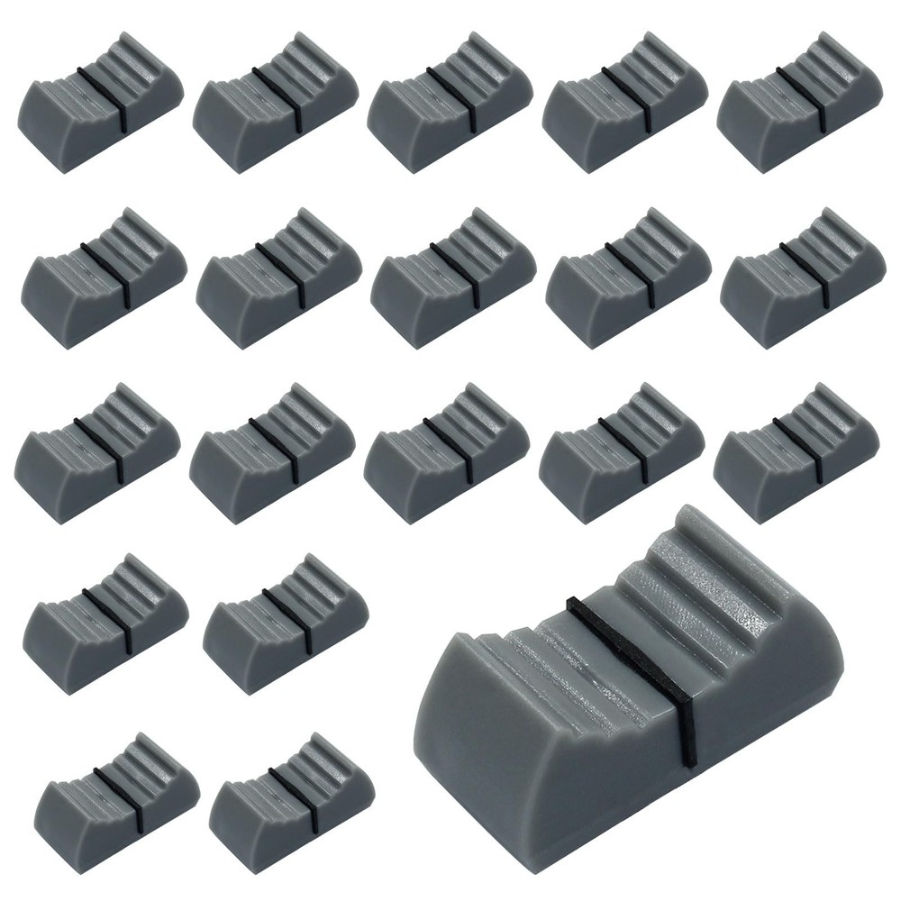20 Gray Slider Fader Replacement Knobs 23x11mm Plastic Mixer Console Volume Part