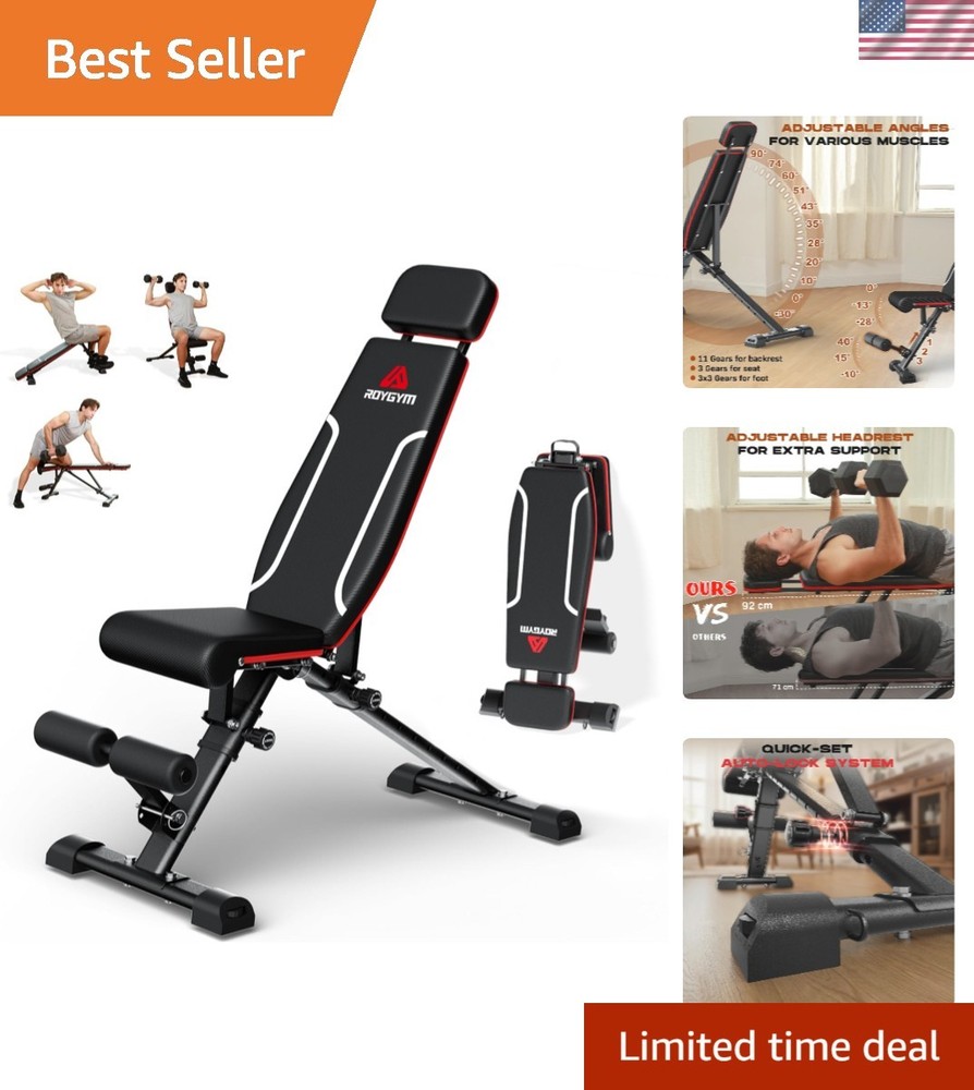 Versatile Folding Workout Bench, 880 lbs Capacity - Enhanced Comfort & Stability