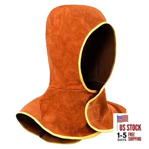 Welding Hood Leather - Cowhide Split Leather Welding Caps Protector with Neck