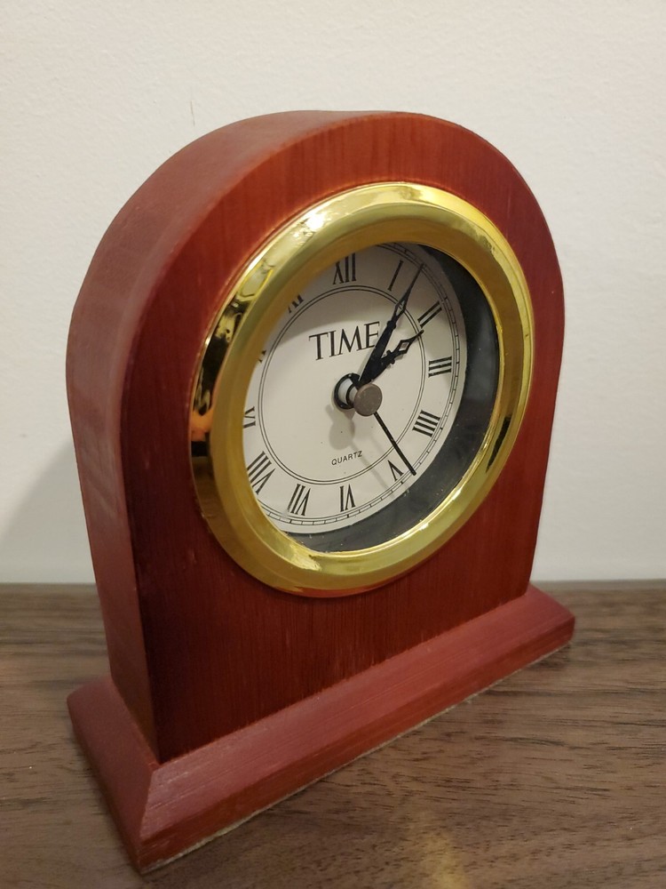 Wood Clock Table Mantel Time Quartz