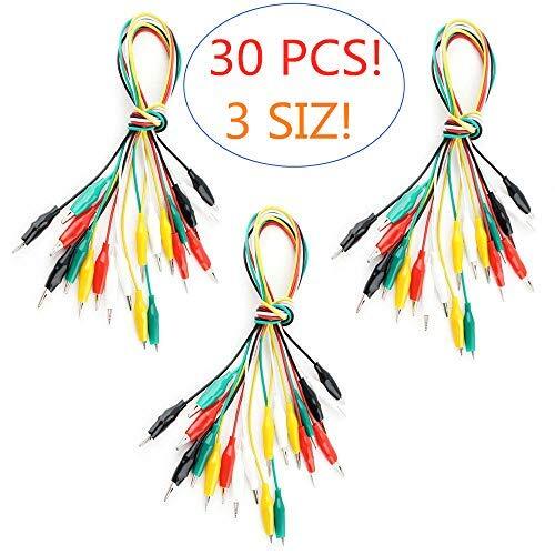 30-Piece Alligator Clips with Insulated Test Cables for Electrical & Testing Use