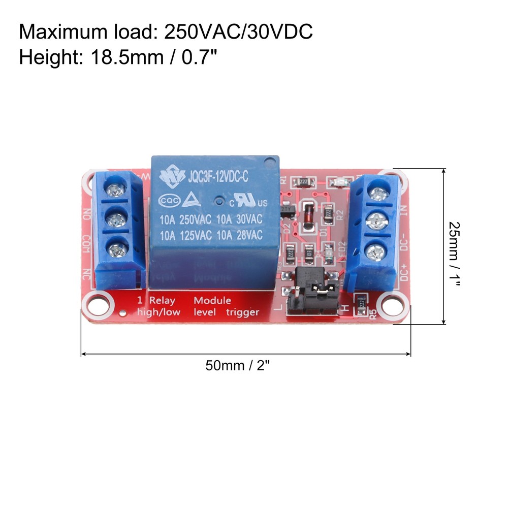 6 x DC 12V 1 Channel Relay Module High or Low Level Trigger for Electronics
