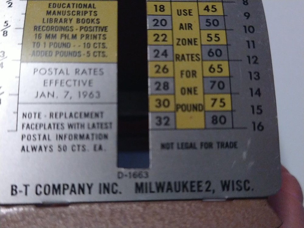1963 B-T Company. MITE Postal Scale D-1663