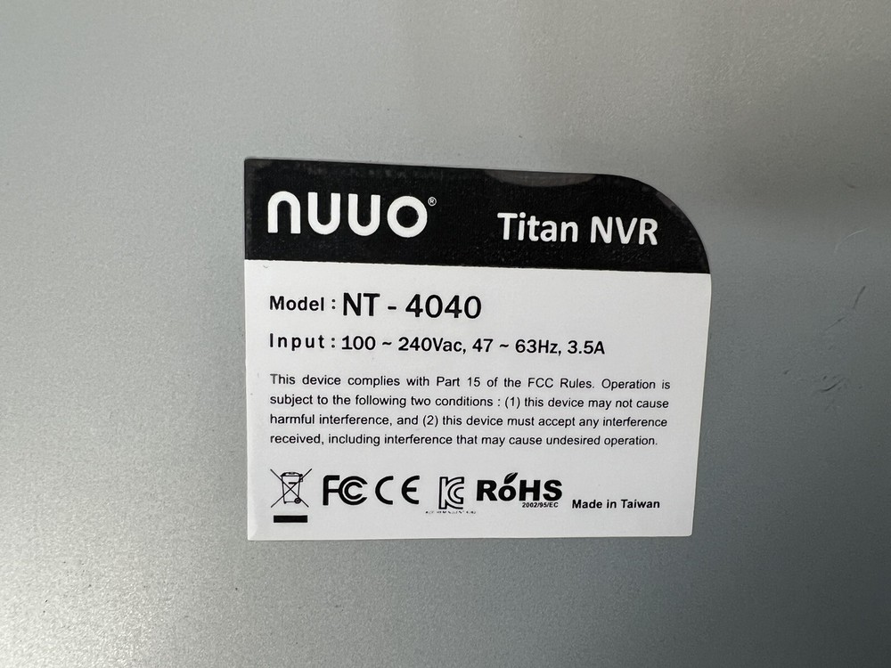NUUO NT-4040Titan AS IS -UNTESTED