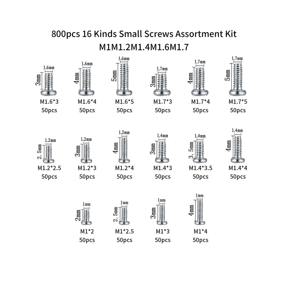 800 Pcs Tiny Screws Assortment Kit, Micro Machine Screws for Electronics