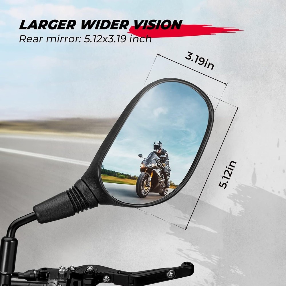 ATV & Motorcycle Mirrors - 360° Adjustable, Scratch Resistant, Black