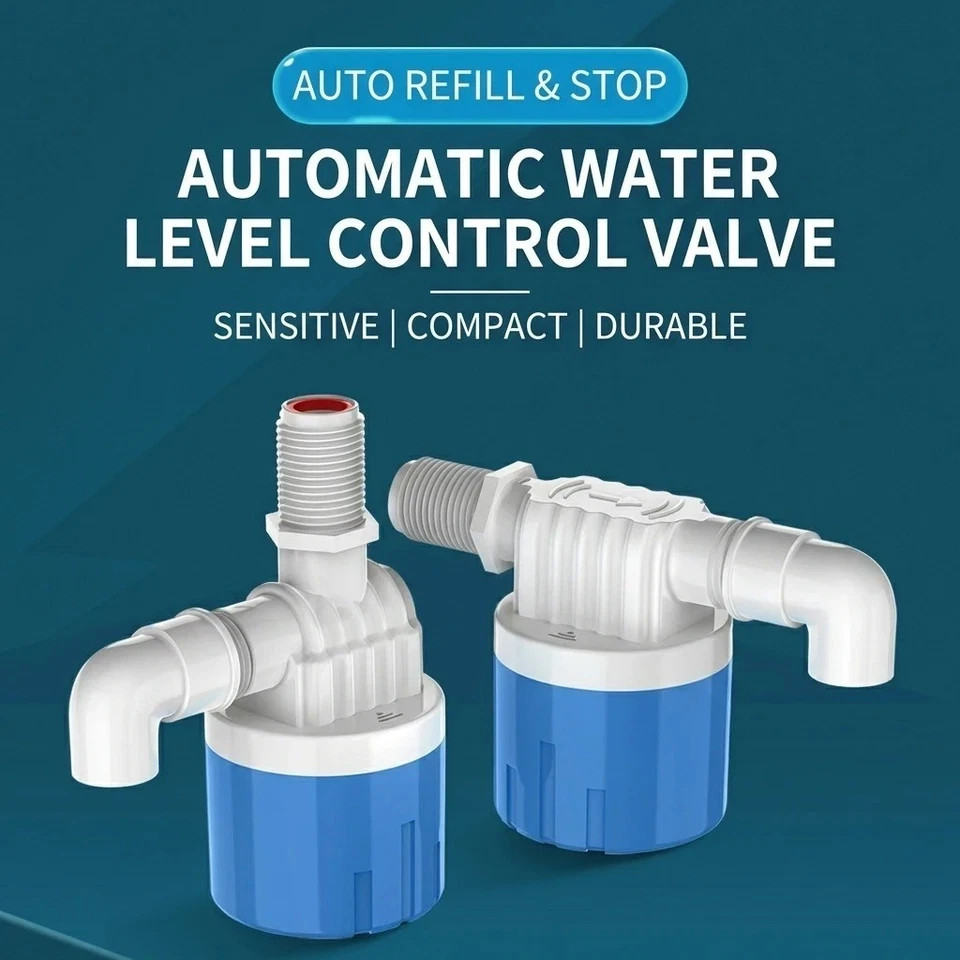 Fully Automatic Water Level Control Float Valve 1/2" Auto Shut Off Water Stop