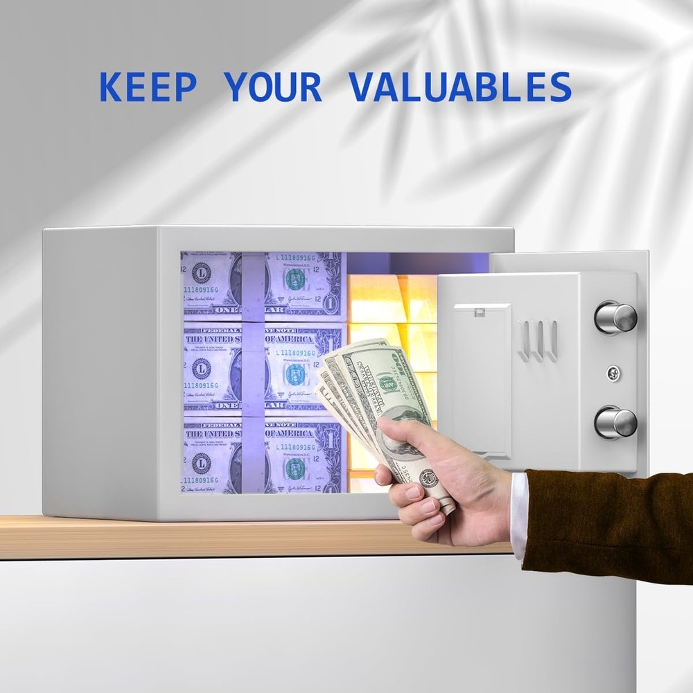Safe Box with Sensor Light, Security Safe with Digital Keypad Money Safe Stee...