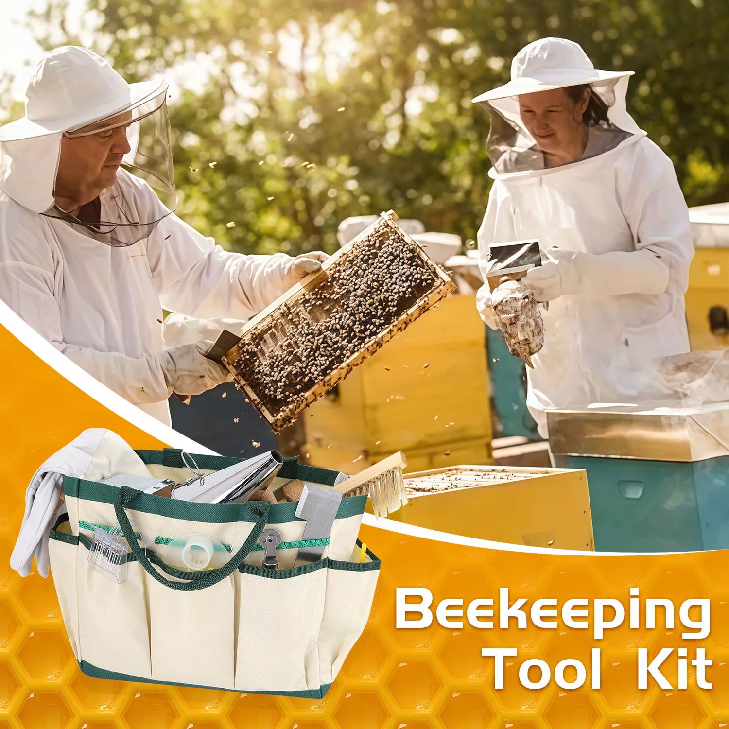 30Pcs Beekeeping Supplies Tools Starter Kit with Bee Suit for Beginner Beekeeper