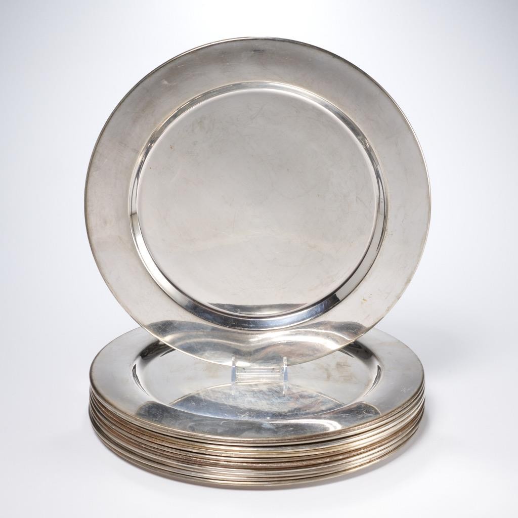 12 Silver Plated Round Charger Service Presentation Plates Barbara Walters B