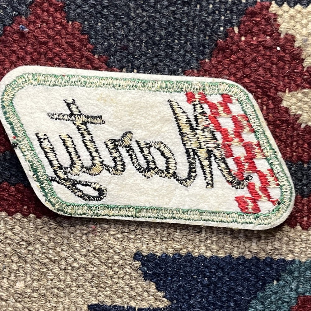Vintage Marty Checker Flag Racing Wool Felt Name Patch