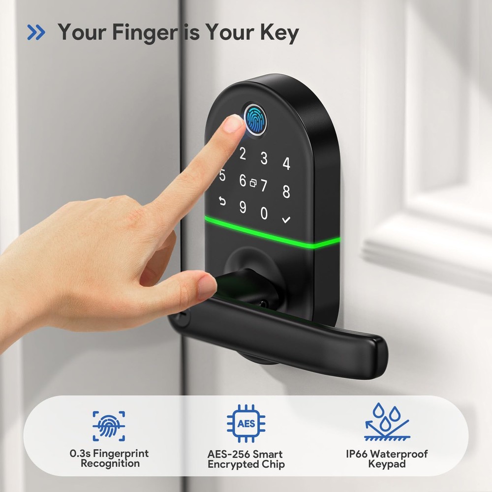 Smart Keypad Door Lock with Handle: NICE DIGI Keyless Entry Electronic Black