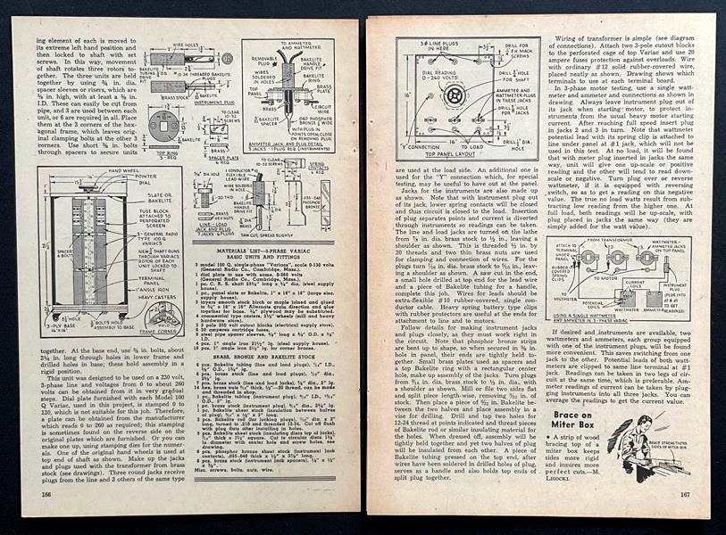 3 Phase VARIAC Variable TRANSFORMER 1950 HowTo Build PLANS 0-260v
