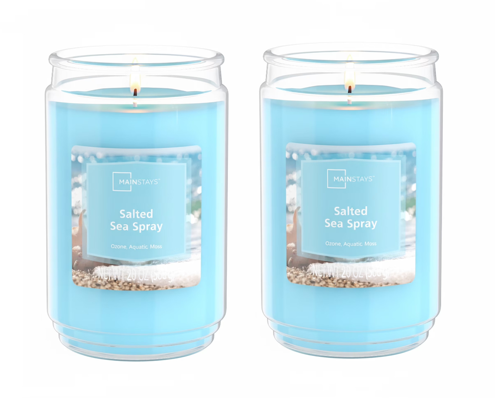 Salted Sea Spray Scented Single-Wick Large Glass Jar Candle, 20 Oz pack of 2