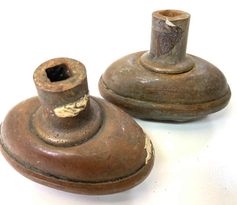 Vintage Salvage Oval Knobs, Copper Door Knobs, Antique, Free Shipping