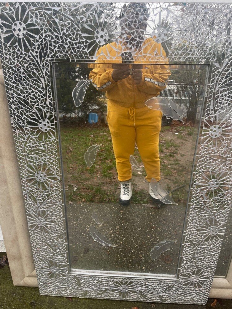 Handmade tall glass cut mirror