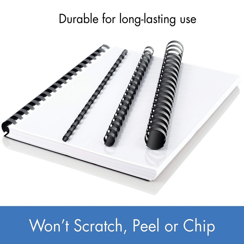Mead 5/8 Inch Black CombBind Binding Spines for Documents 125 Pack