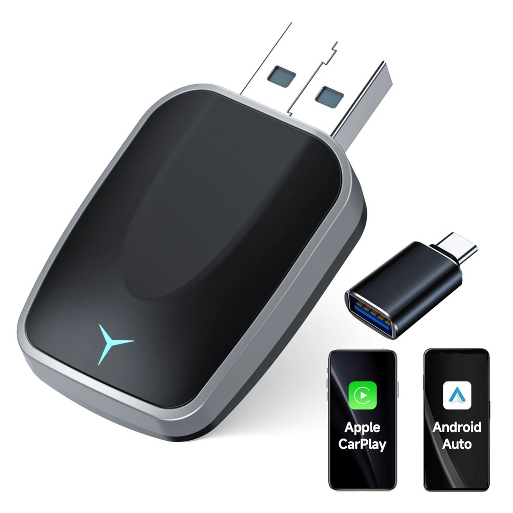 Wireless CarPlay & Android Auto Adapter, Plug & Play Dongle for iOS 10+