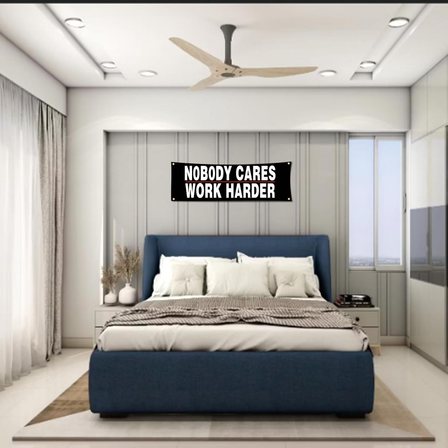 Motivational Gym Banner - "Work Harder" Fitness Wall Art for Home & Office