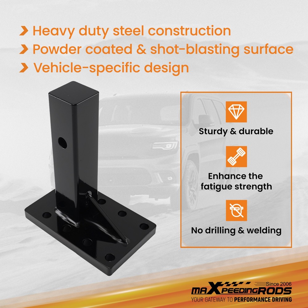 3 Position Pintle Hitch Bracket Adapter for 2" Receiver Adjustable 20000 lbs