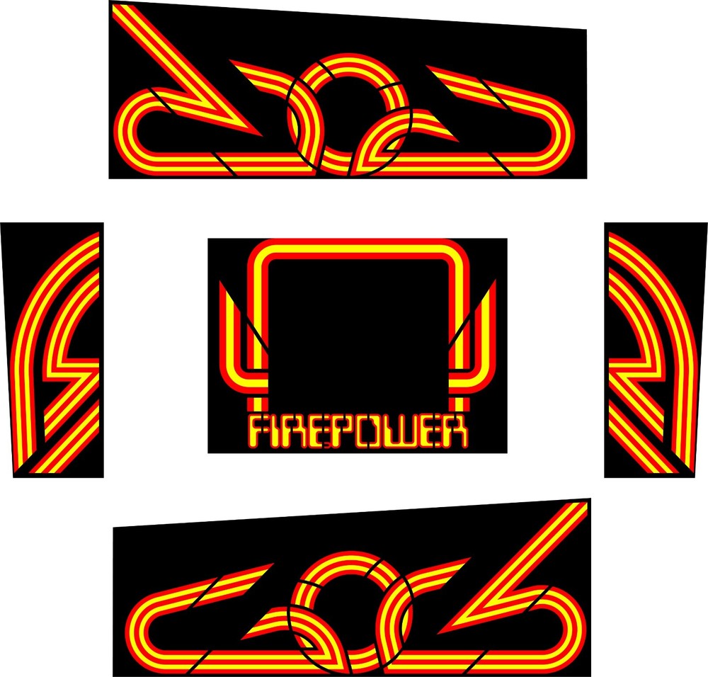 Firepower Pinball Machine Full Sides/Heads/Front Decal Kit Replacement Stickers