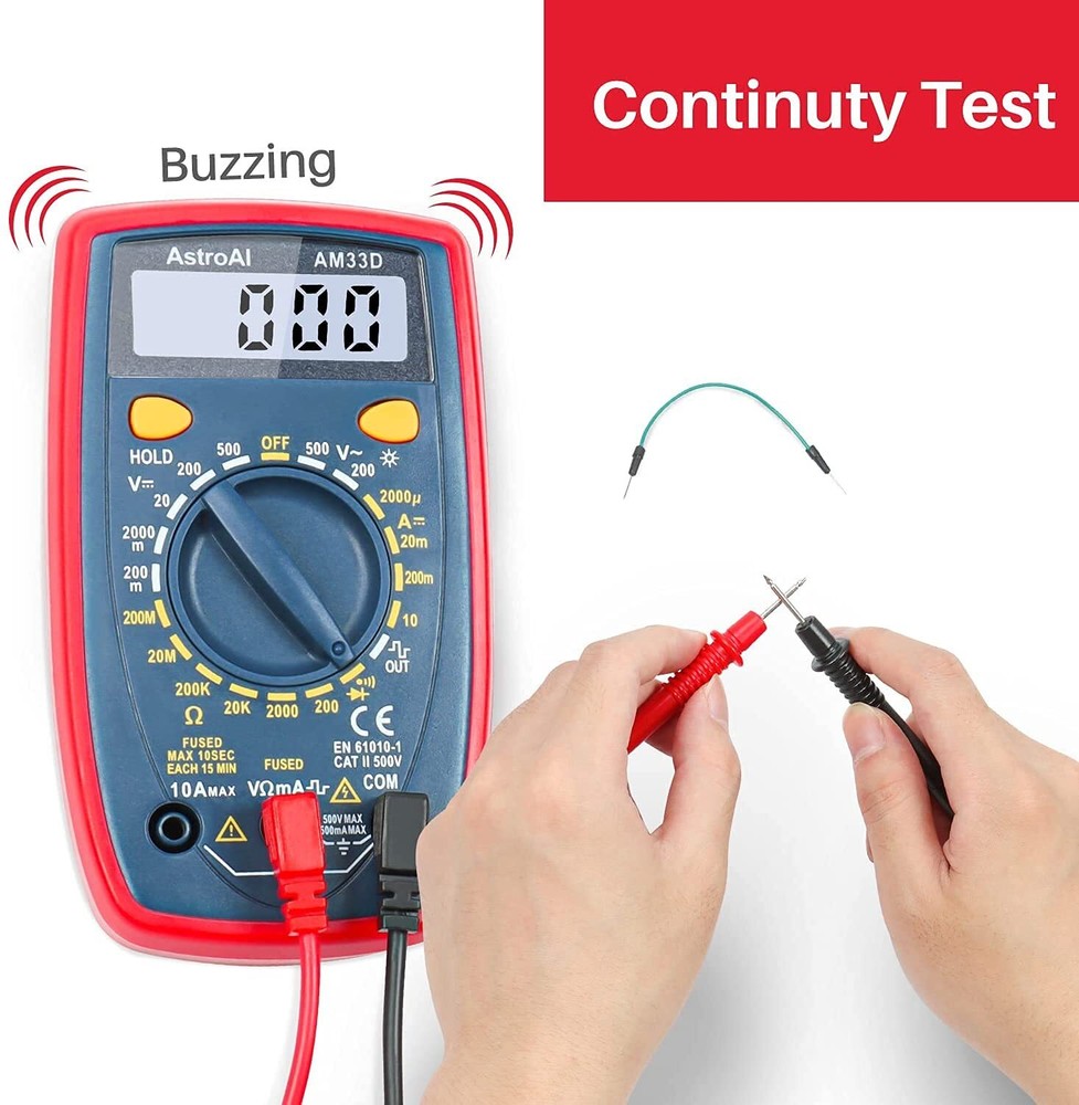 AstroAI Multimeter Tester 2000 Counts Digital with DC AC Red