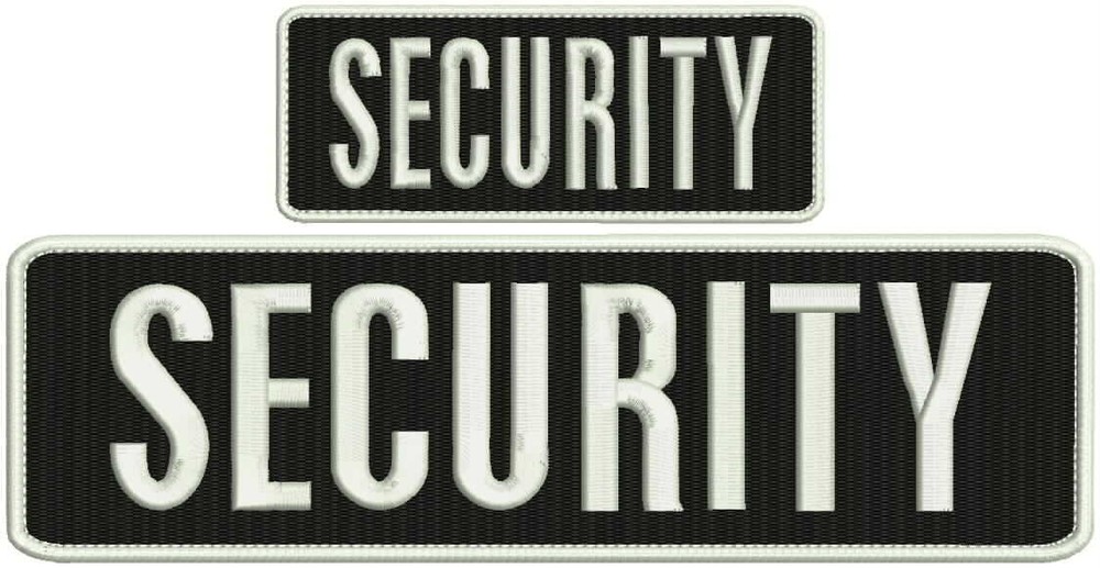 Security embroidery patch 3x10 and 2x4 hook all white
