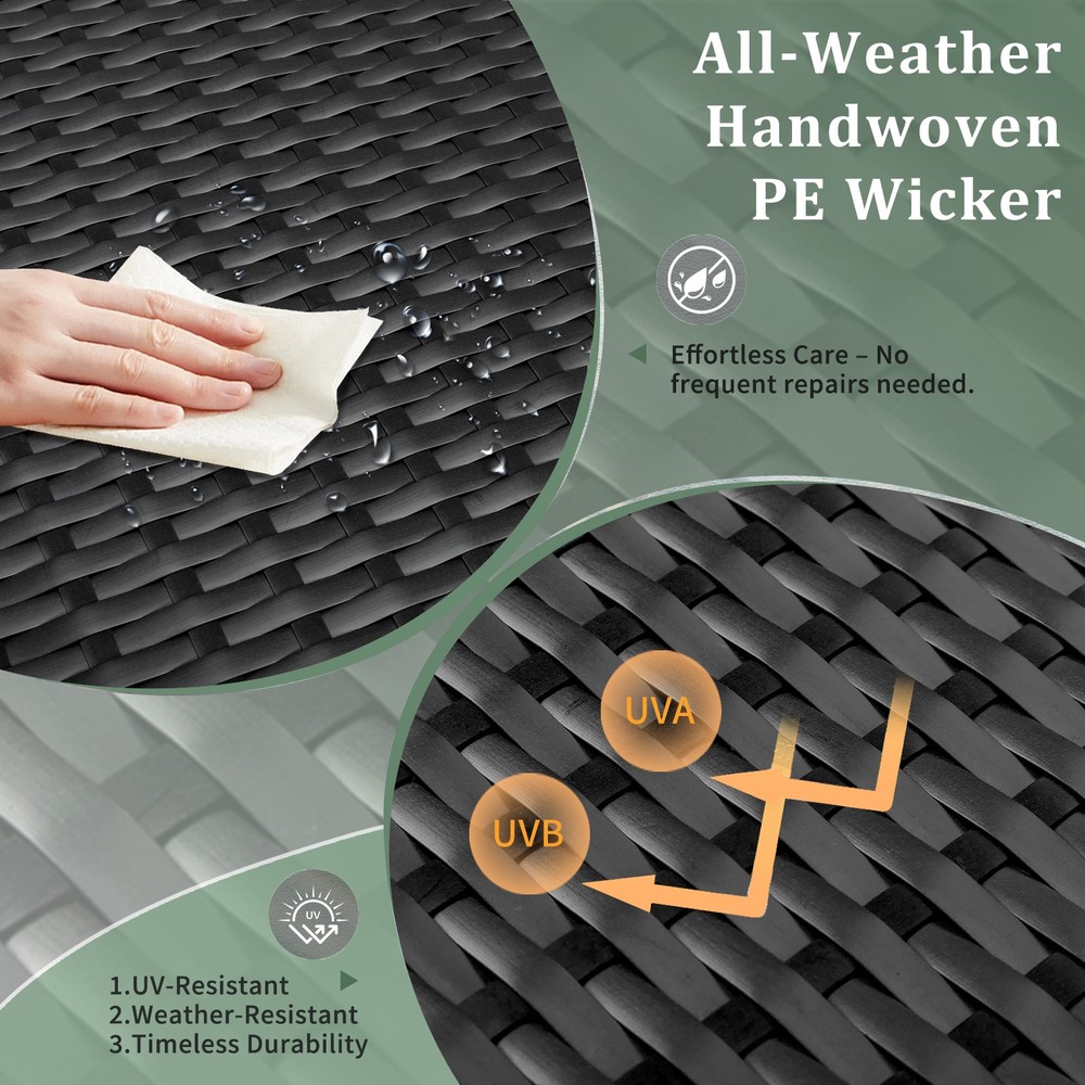 PE Wicker Side Table with Storage, Patio Rattan End Table Square Container