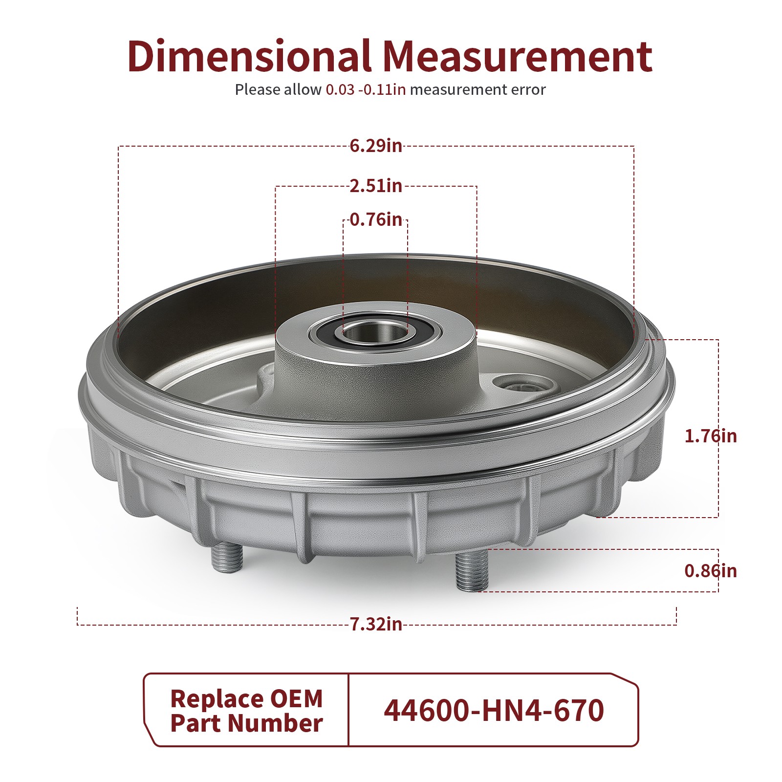 Front Brake Drum For Honda Rancher 350 TRX350TE TRX350TM 2000-2006 44600-HN4-670