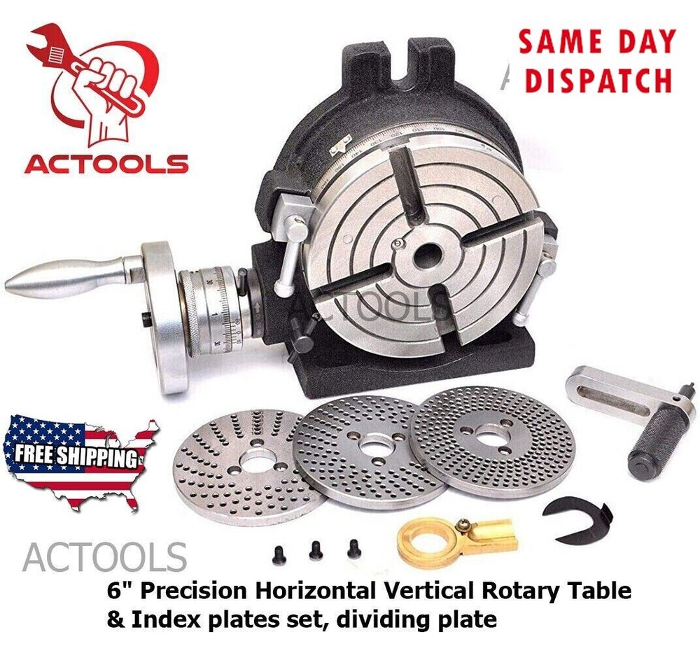 Rotary Table 6" Precision Horizontal Vertical & Index plate set dividing plate