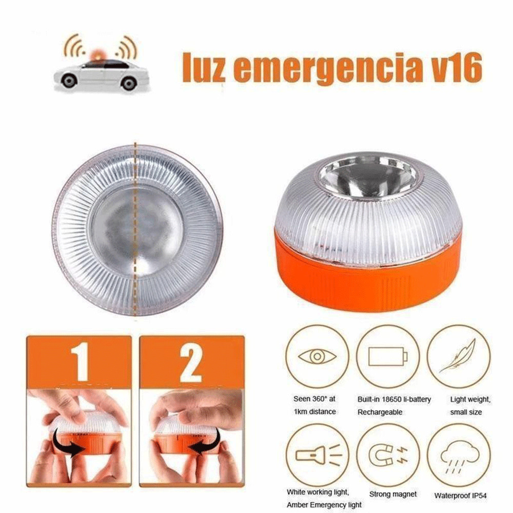 For All Vehicles V16 LED Emergency Light 2 Modes Yellow Strobe White Work Light
