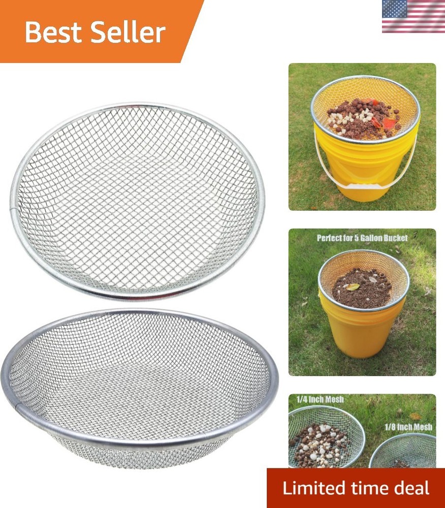Efficient 2-Pack Soil Sifter Set with Integrated Bottom - Fits 5 Gallon Buckets