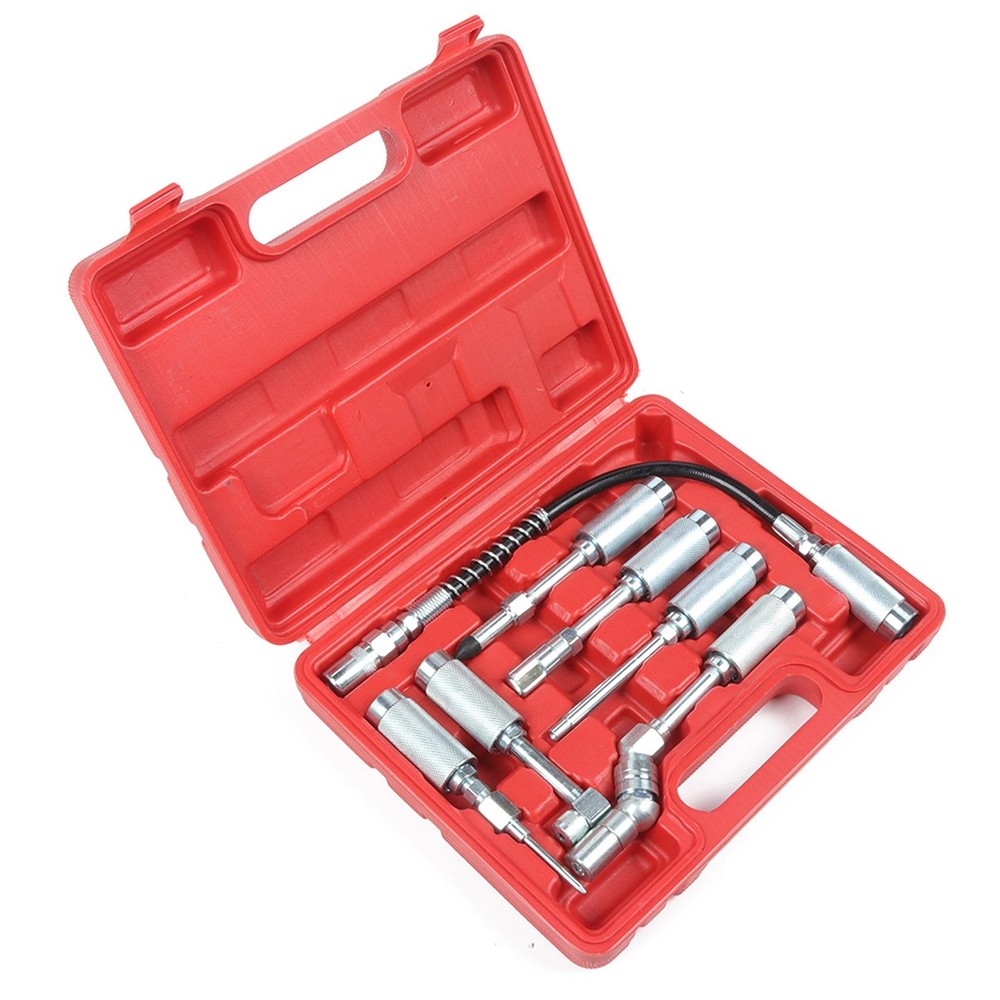 7 pcs Grease Gun Adapter Fitting Set Lubrication Hose Replacement Kit