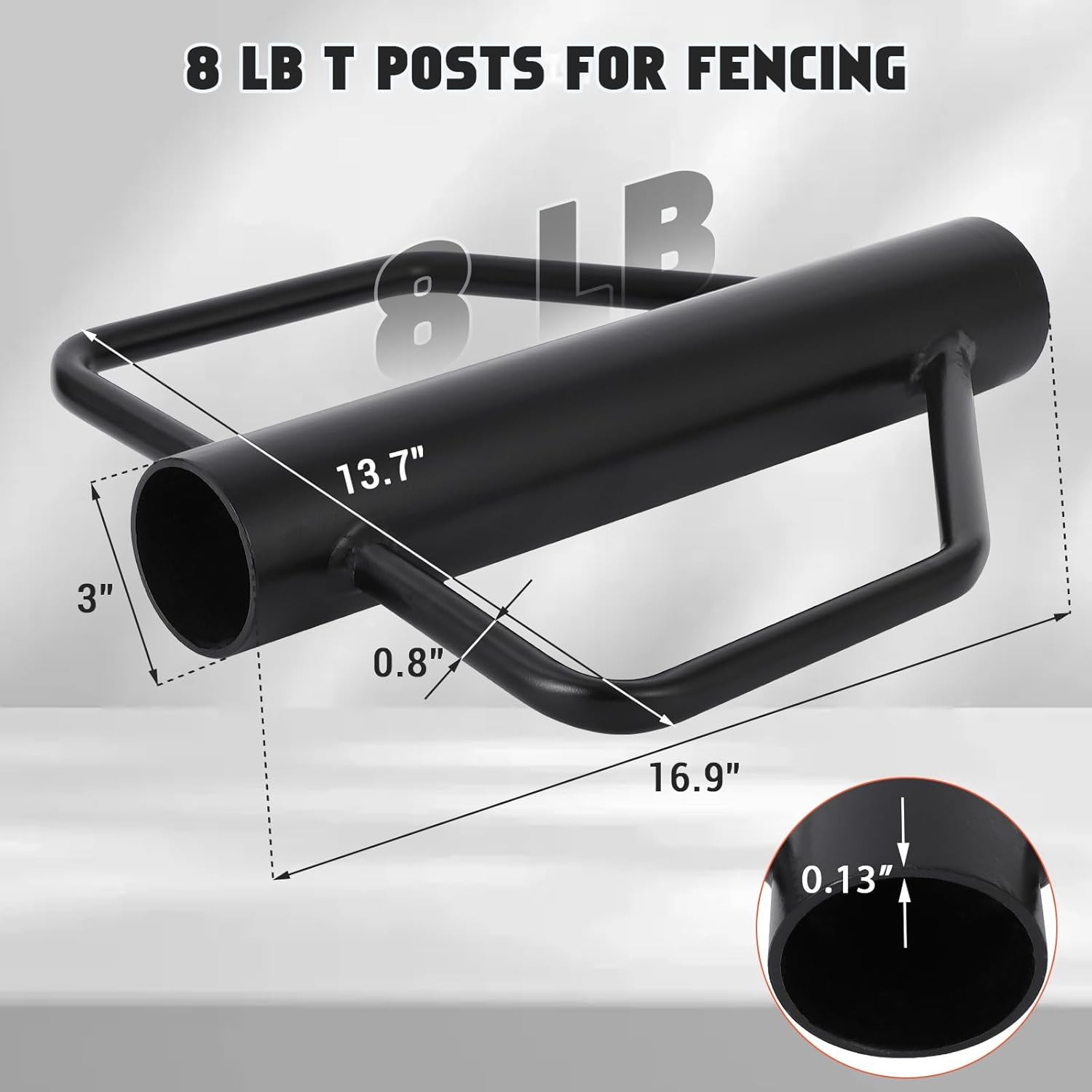 Heavy Duty Fence Post Driver w Handles Fits 2–6" Posts Steel T-Post Pounder