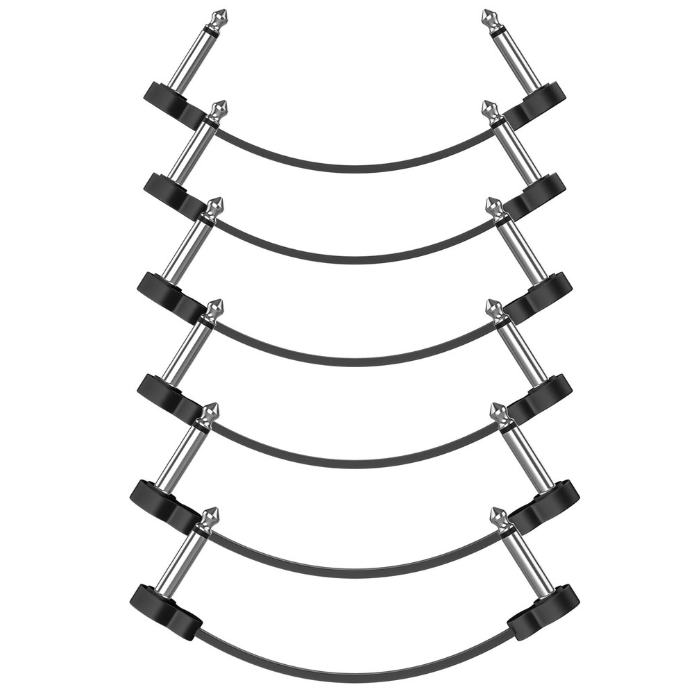 6-Pack 5" Guitar Patch Cables 5in 1/4" TS Right Angle Low-Profile OFC Shielded